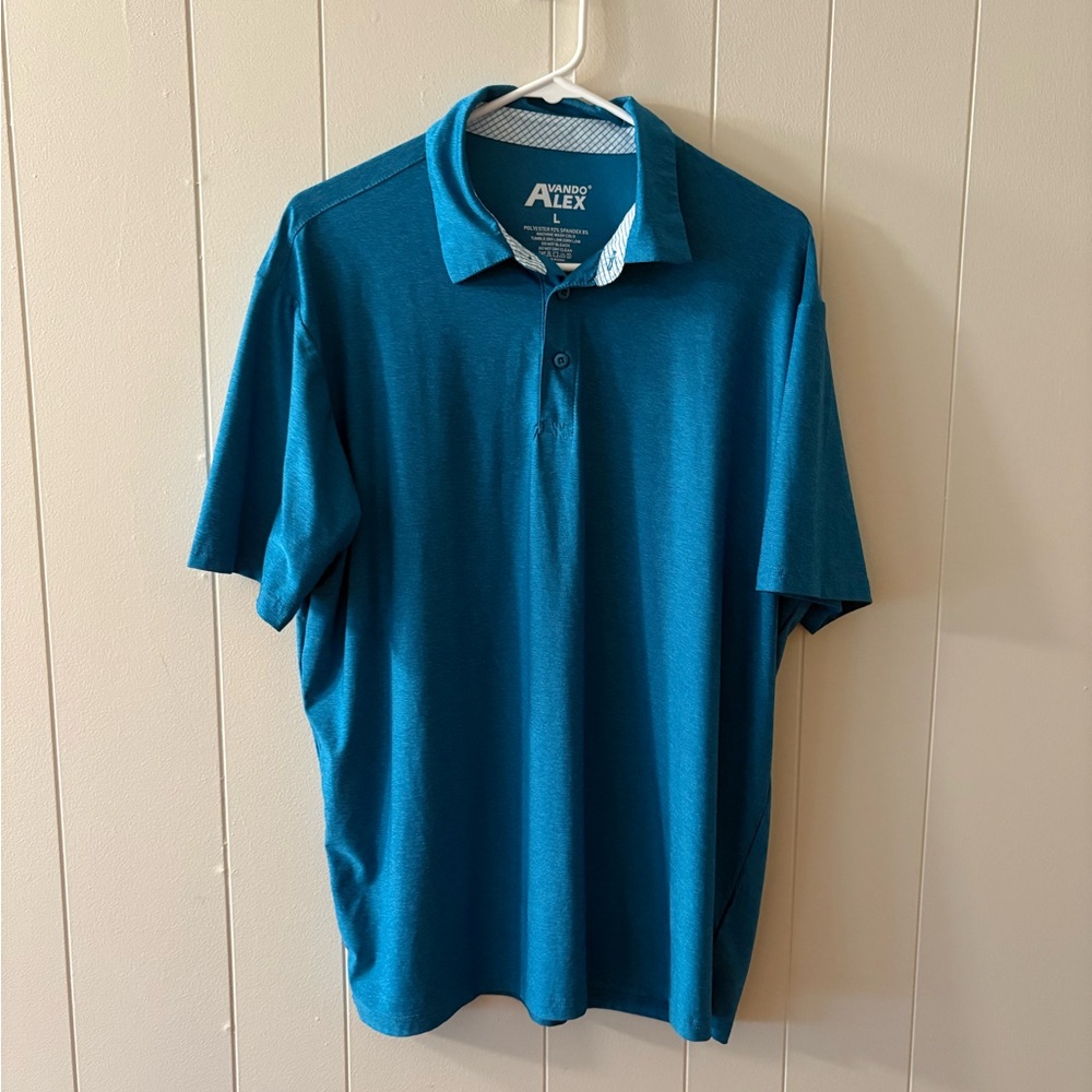 Alex Vando Sporty Blue Polo Shirt Mens Large preppy work summer golf